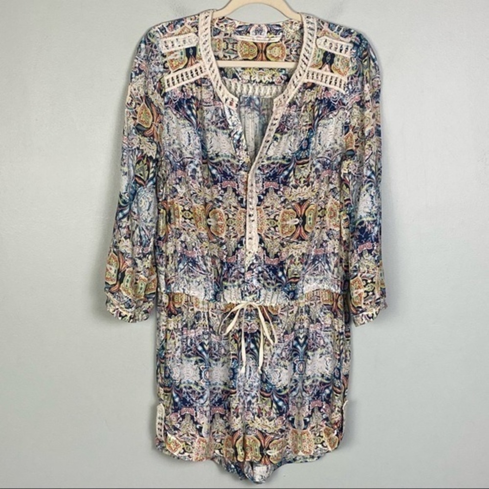 TWELFTH STREET by CYNTHIA VINCENT romper with ladder lace trim. Medium. EUC